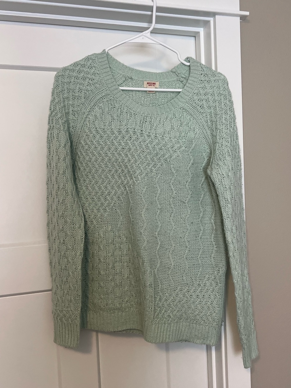 Mossimo Supply Co. Sage Green Cable Knit Crewneck Sweater